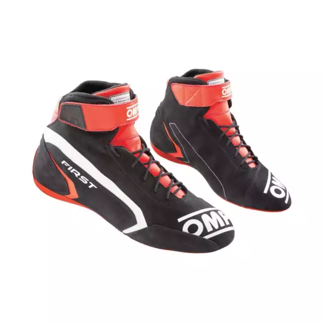 Neu OMP Fahrerschuh FIRST MY21 Schwarz/Rot (FIA) (46)