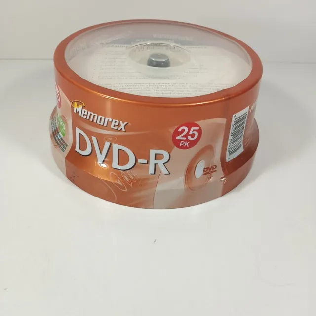 Memorex DVD-R 16x 4.7GB 120 Min 25 Pack Spindle NEW! Brand New Sealed