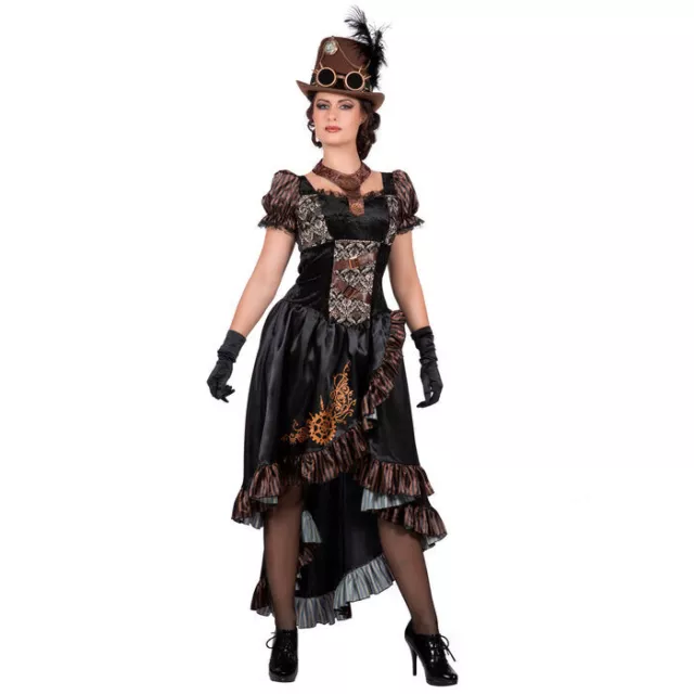 Damen-Kostüm Steampunk-Kleid schwarz