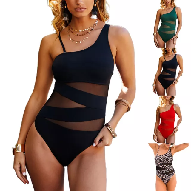 Womens Sexy Padded Mesh Swimwear One Piece Bikini Swimsuit Beach Bathing Suit