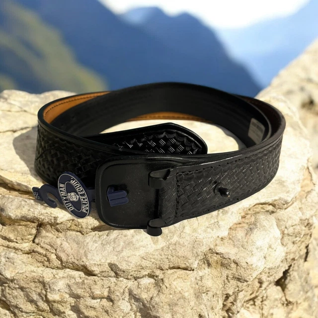 DUTY MAN POLICE Equip. Woven Leather Belt Cop Black Size 58  display picture 1