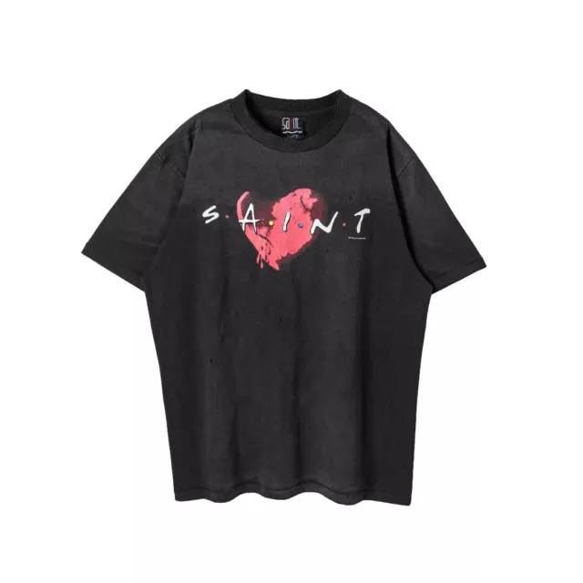 Saint Michael Vintage Short Sleeve Unisex Letter Red Heart Print Street T-Shirts