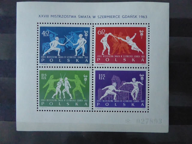 Polen, Poland, 1963 , Mi. Nr. Block 29 postfrisch, Fechtweltmeisterschaften