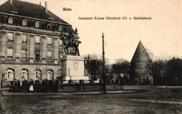 Metz, Denkmal kaiser Friedrich III u. Reichsbank, Feldpost 1917, Postüberwachung