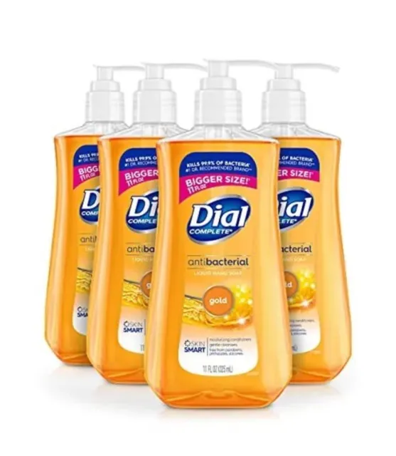🧼Dial Complete Antibacterial Liquid Hand Soap, Gold, 11 Fl Oz (Pack Of 4) FS!