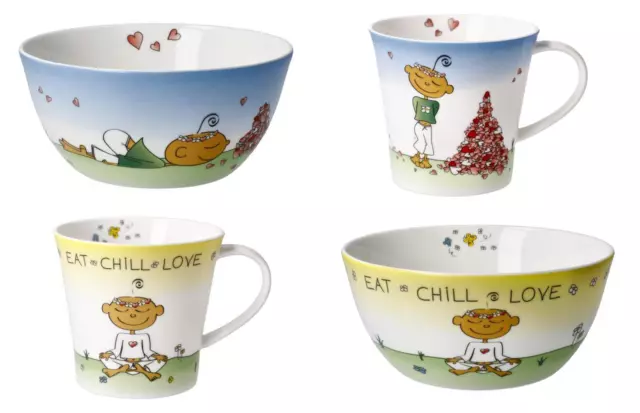 4er Set Conchiglie & Tazza il Piccolo Yogi Ø 15cm Porcellana Goebel