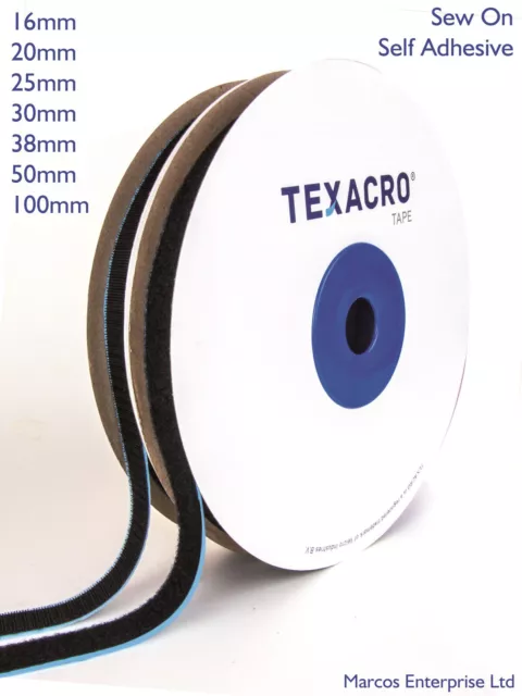 1m Hook and Loop Pair Self Adhesive Sticky Strip Black White 10mm - 100mm