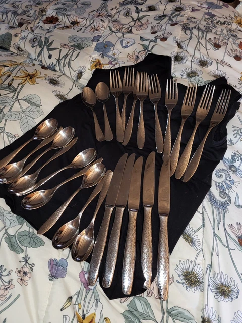 Hammered Antique Finish Dinner Forks - Set Of 4, 18/10 Stainless Steel, 7-7/8 Inches, Matte Satin Look - View #10