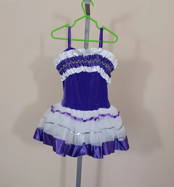 Curtain Call Costumes Purple White Ballet Dance Tutu Unitard Child Size Medium