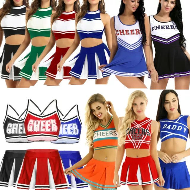 Sexy Women Cheer leader Costume School Girl Outfits Fancy Dress Cosplay Uniform