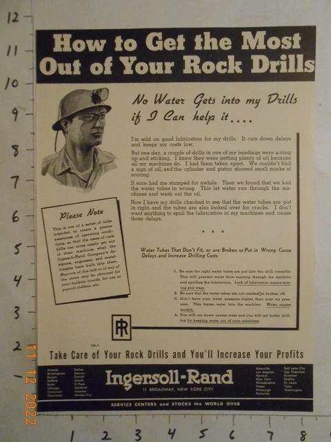 1940 Ingersoll-Rand Mining miner AD Gardner-Denver CO Quincy Minnesota Iron Mine