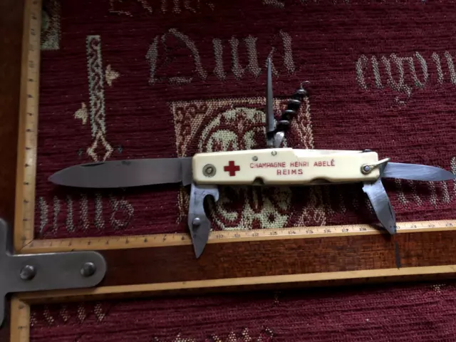 couteau ancien CHAMPAGNE HENRI ABELE rare antique french knife coltello messer