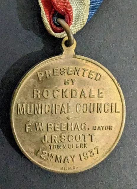 1937 Medal - Celebrate Coronation Presented By *Rockdale Municipal Council*