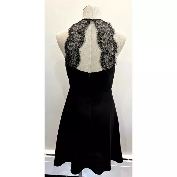 Cece NEW Twist Front Black Halter Dress with Lace Back Size 4 3