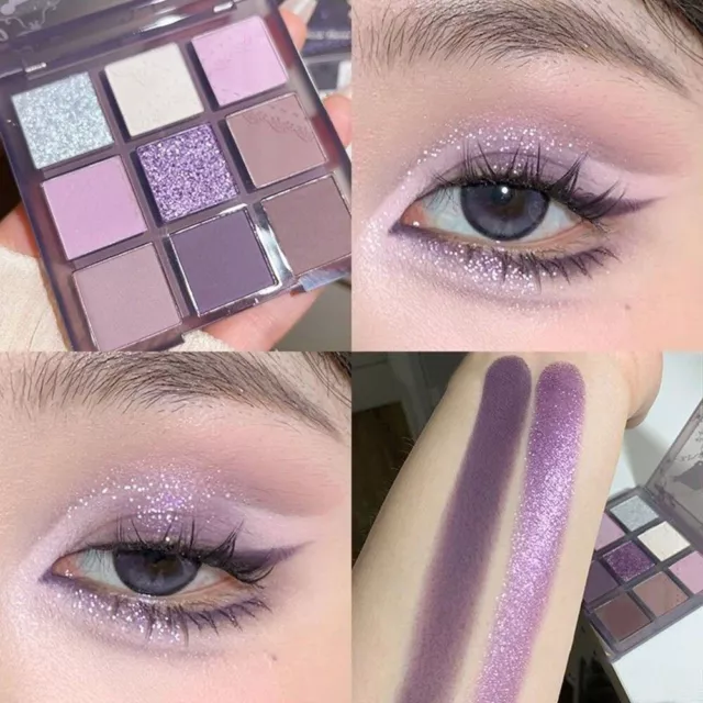 Nuevo Humo Violeta Sombra de Ojos Purpurina Paleta de Maquillaje Nacarado Mate "