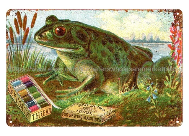 Victorian Trade Card J&P COATS THREAD Frog metal tin sign bedroom design ideas