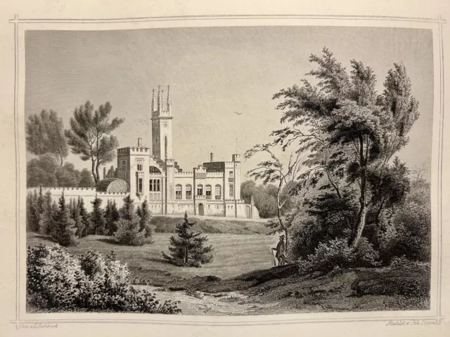 Château de Richmond près de Braunschweig Gravure sur acier ancien 1837...