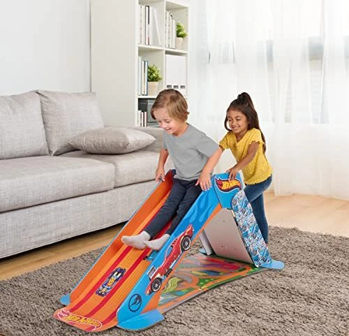 Pop2Play Hot Wheels Foldable Slide for Toddlers – Easy Assembly Easier Clean-...