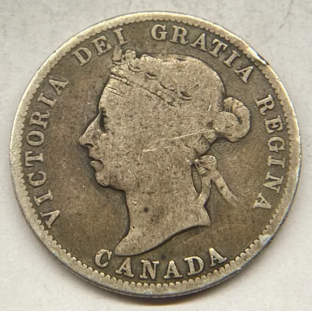 Canada 1894 25 Cents Quarter Silver Coin - Good / Very Good