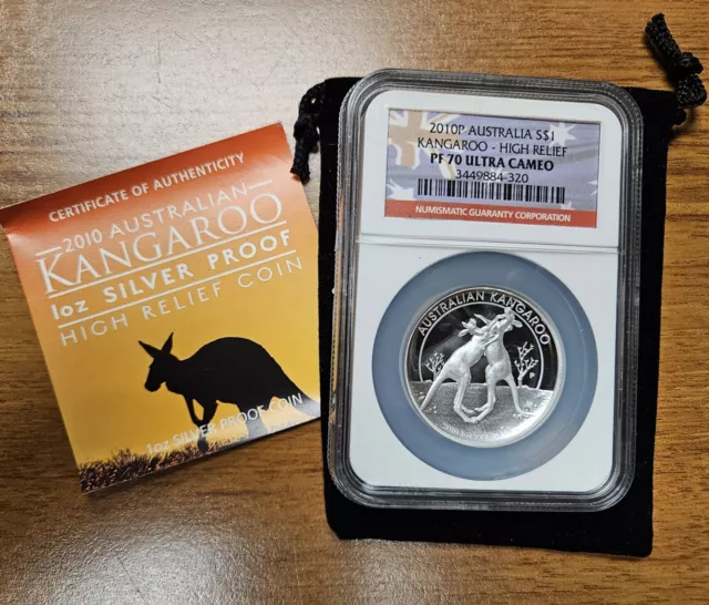 2010-P Australia $1 High Relief Silver 1 oz Proof Kangaroo NGC PF-70 Ultra Cameo