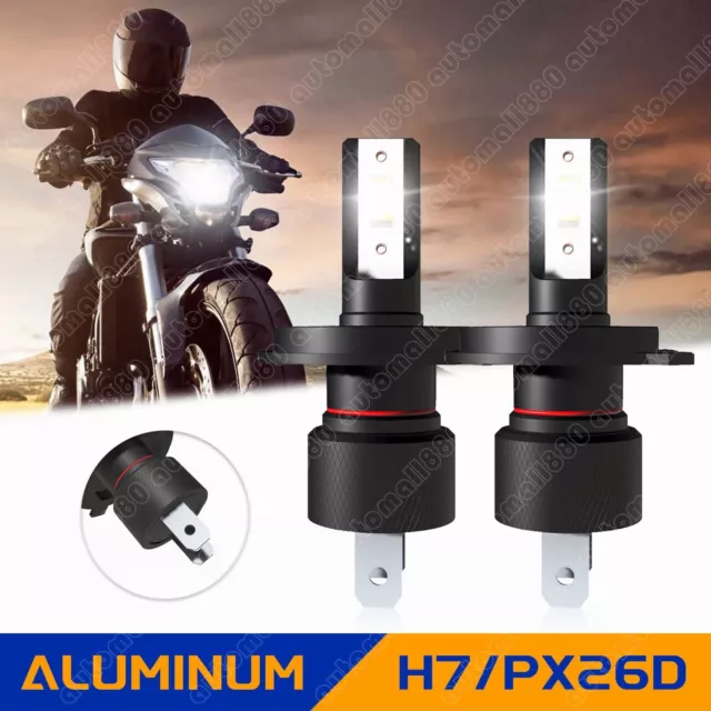 2PCS H7 LED Headlights Bulbs Kit For Motorcycle Lights 6000K Super Bright White