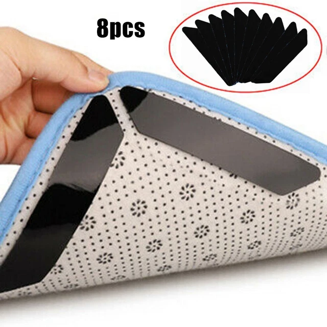 Versatile Rug Grippers for All Floor Types Set of 8 Non Slip and Anti Curling