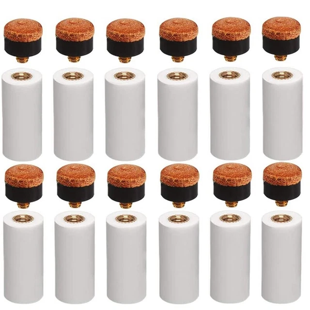 12 Sets 12MM Billiard Pool Cue Tips Brass Screw Replacement Tips with Pool  F1F6