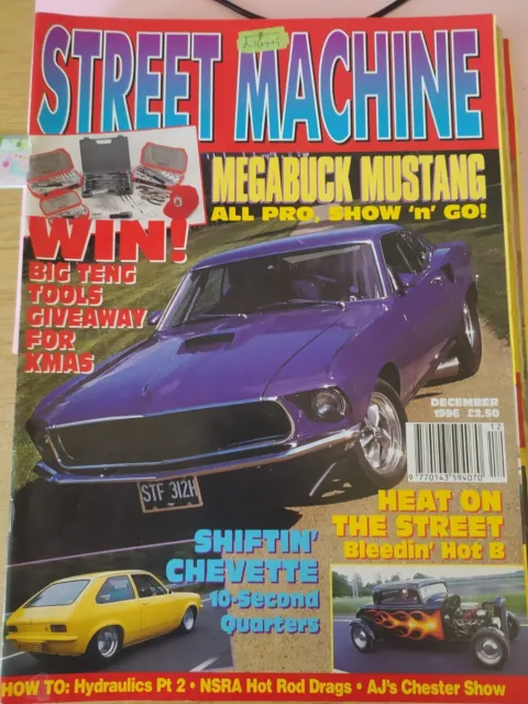 Street Machine December 1996, GM Bel Air, Twin-Cam V8 Corvette, Mustang