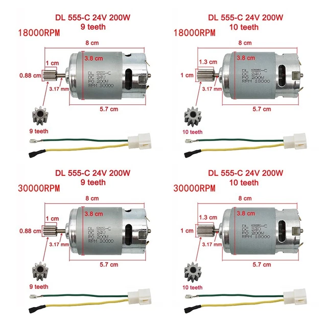 Moteur Électrique 555 24V 200W Haute Vitesse Pour Voiture Enfant - 18000/20000/30000 TR/Min
