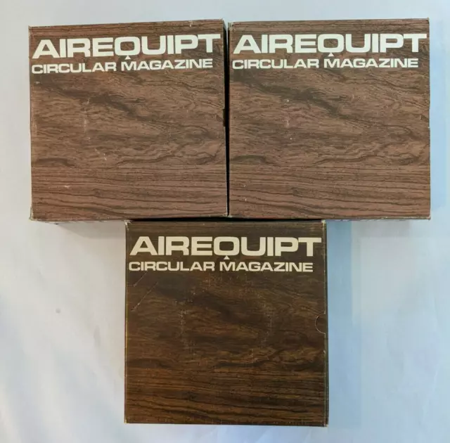 Lot Of 3 AIREQUIPT Circular Magazine Carousel 100 Slide Holder w/box Vintage
