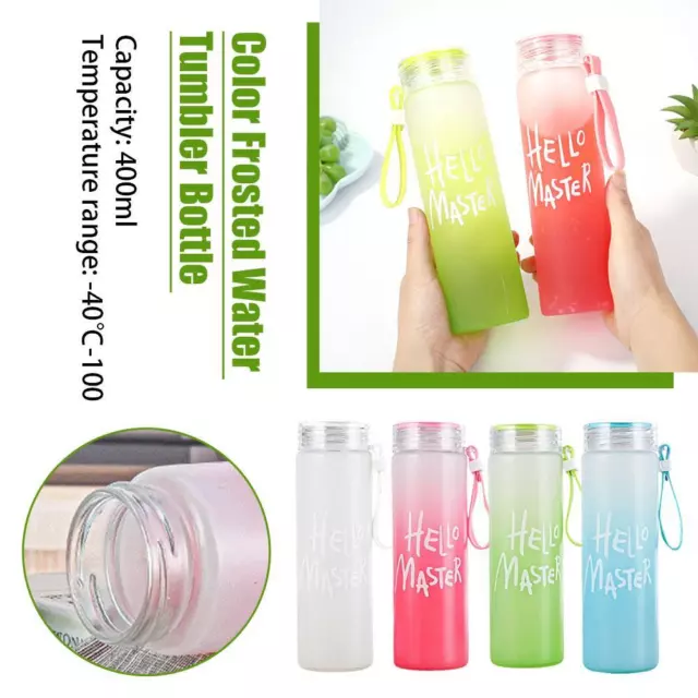 400ml Portable Gradient Color Frosted Water Tumbler Bottle Hello Master: