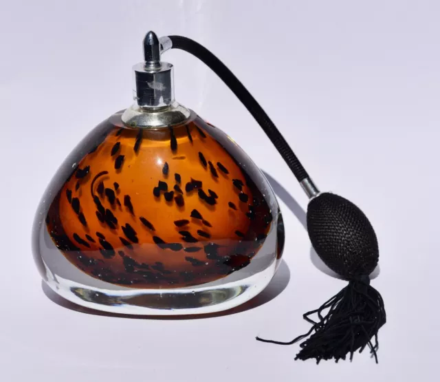 Heavy (1.5kg) Cased Art Glass Perfume Bottle with Atomiser - Working -