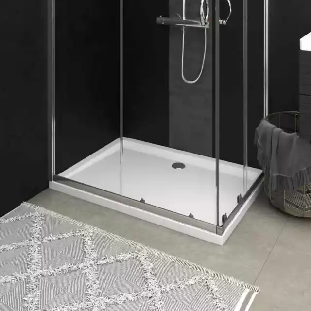 vidaXL Square Rectangle ABS Shower Base Tray Bathroom Threshold Black/White 2