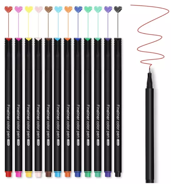 Fineliner Pens Set, Colored Sketch Writing Drawing Pens for Journal