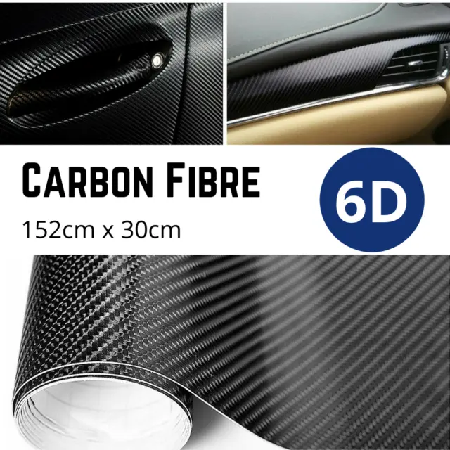 6D Carbon Folie Blasenfrei Autofolie Glanz Schwarz KFZ Klebe Folie 30 x  300cm