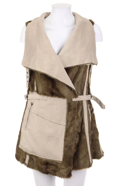PIANURASTUDIO Gilet Spalline in Pelliccia Finta D 44 beige marrone oliva