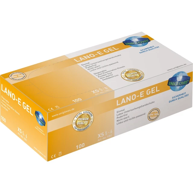Guantes Unigloves Lano-E Gel 1901 látex talla XS