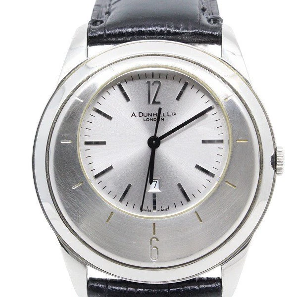 Dunhill Eccentric Quartz Men s Watch Silver Dial External Leather Belt 8049