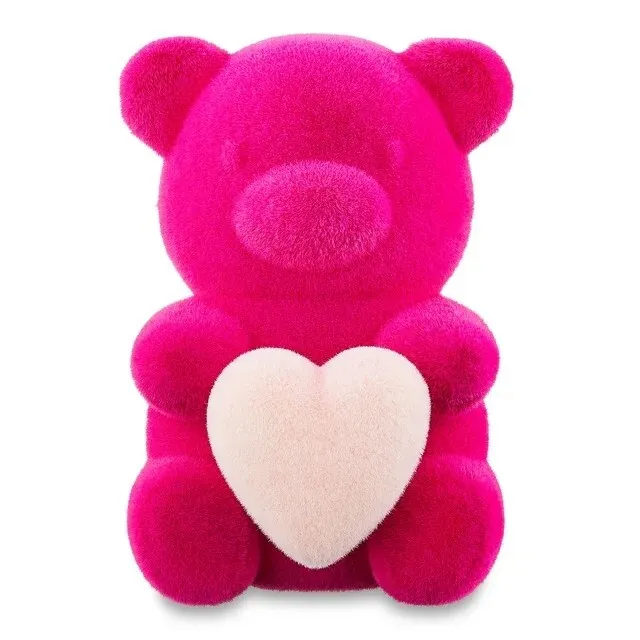 Way To Celebrate Pink Flocked 7” Gummy Bear Holding Pink Heart 2024