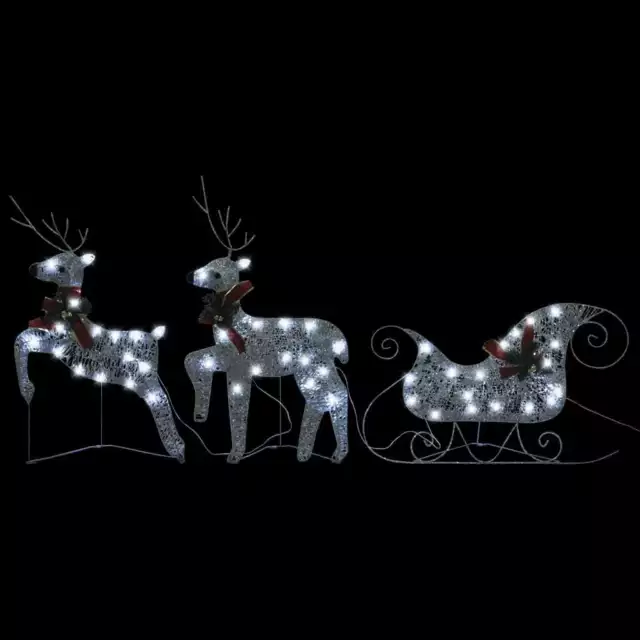 NNEVL Reindeer & Sleigh Christmas Decoration 140 LEDs Outdoor Silver 3