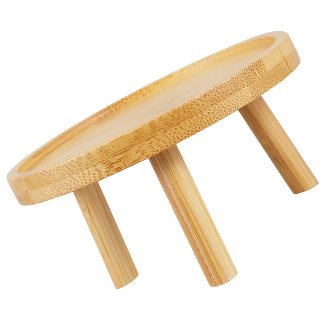 Vasetto In Ceramica Bianca Rettangolare Per Piante Grasse Con Vassoio In Legno - 17x8,5x5,7 Cm - Decorazione Da Tavolo