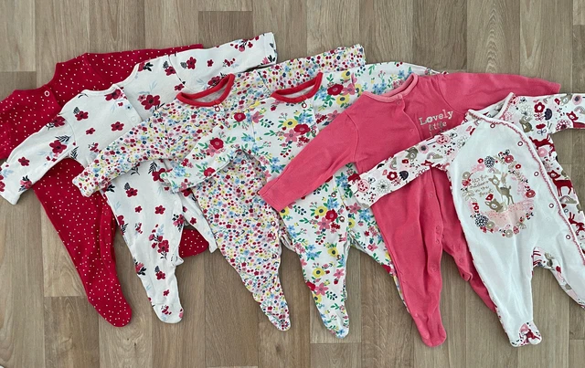 Baby Girl 1 month Tu Primark Bundle 6 Sleepsuits Babygrows