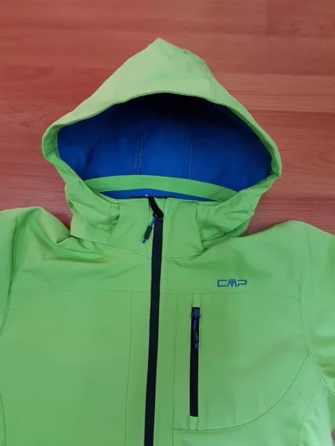 CMP Giacca in Softshell con cappuccio staccabile, Uomo colore E413 (Lime/Azzurro 3