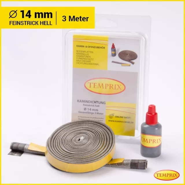Temprix Cheminée & Four Joint Réfractaire Cordon D'Étanchéité Ø 14mm Rond Creux 3