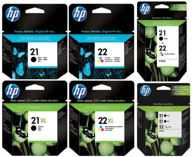 Original HP 21 / 22 Druckerpatronen C9351AE C9352AE SD367AE C9351CE C9352CE / XL