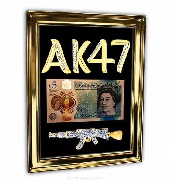 Stunning 18K Solid Gold AK47 Polymer £5 Note LIMITED EDITION Collection