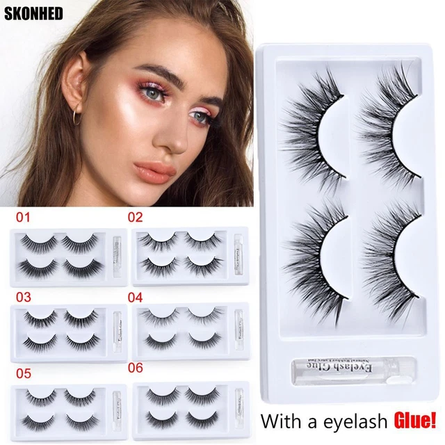 Reusable False Eyelashes 3D Faux Mink Hair Eyelashes Extension Natural Long