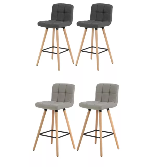 2/4x Breakfast Bar Stools Linen Padded Seat High Chairs Pub Kitchen Cafe Stools