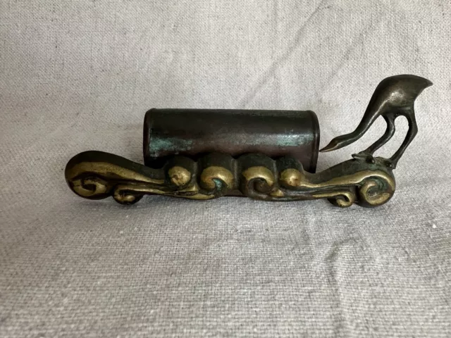 Vtg Brass Bird Card Sign Holder Party Office Business Restaurant Hakuli Souvenir