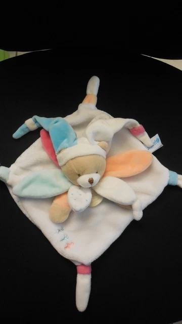 DOUDOU ET COMPAGNIE plat ours lutin blanc bleu UNICEF - état NEUF -